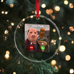 Tung Tung Tung Sahur John Pork Calling Crystal Glass Ornament Tralalero Tralala Meme Brainrot Funny