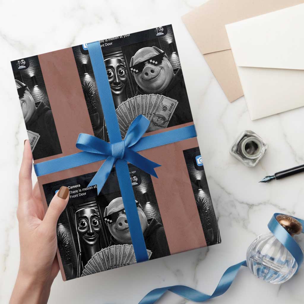 Tung Tung Tung Sahur John Pork Meme Brainrot Wrapping Paper Roll There Is Motion At Your Front Door