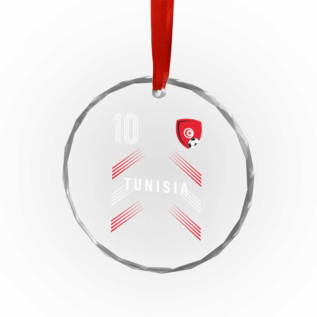 Tunisia Soccer Sports Graphic Number 10 Jersey Style Crystal Glass Ornament Proud Tunisian Football Fans Game Day Maghreb Pride