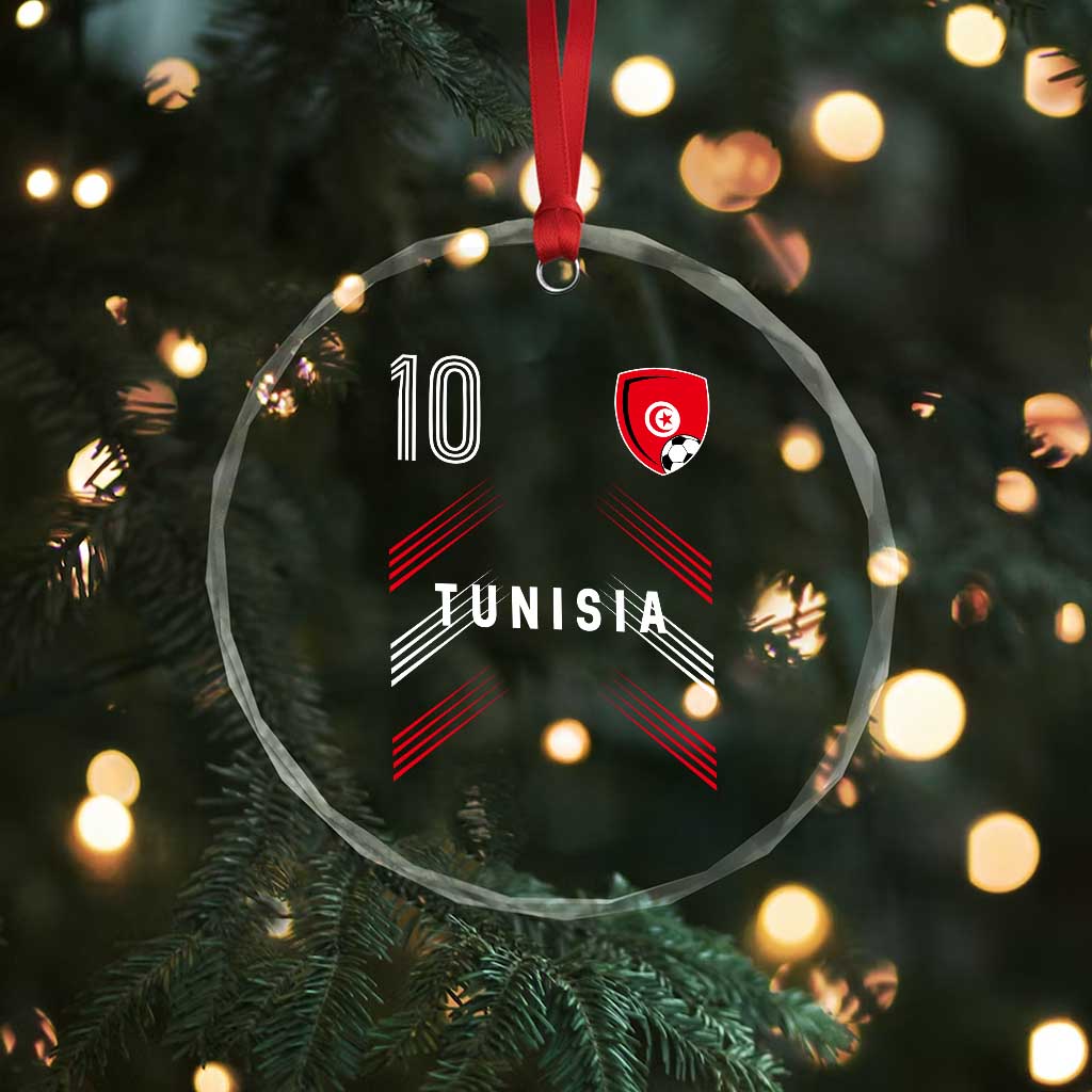 Tunisia Soccer Sports Graphic Number 10 Jersey Style Crystal Glass Ornament Proud Tunisian Football Fans Game Day Maghreb Pride