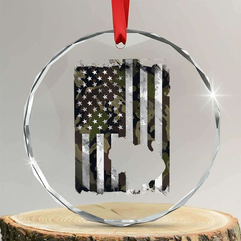 Turkey Hunting Camo US American Flag Thanksgiving Crystal Glass Ornament TS11 Transparent Glass 3'' Circle Print Your Wear