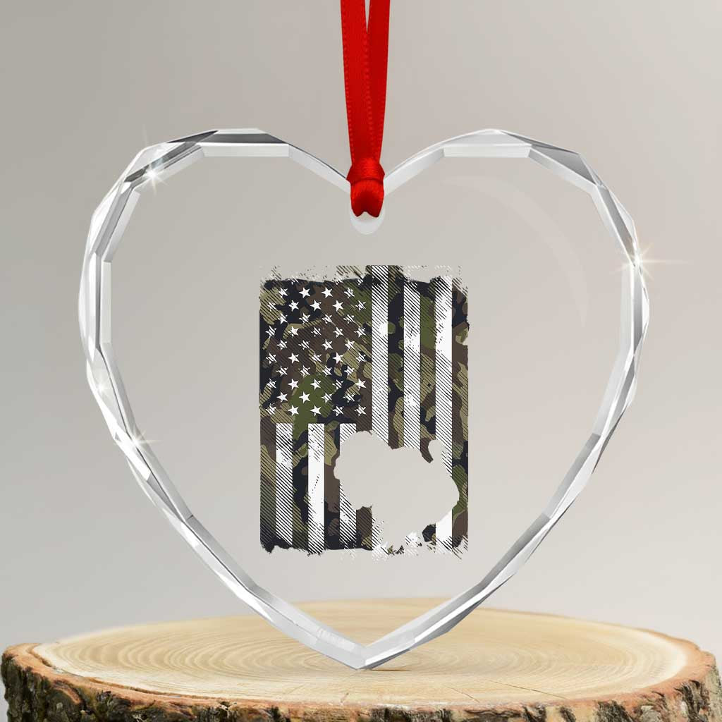 Turkey Hunting Camo US American Flag Thanksgiving Heart Crystal Glass Ornament TS11 Transparent Glass 3'' Heart Print Your Wear