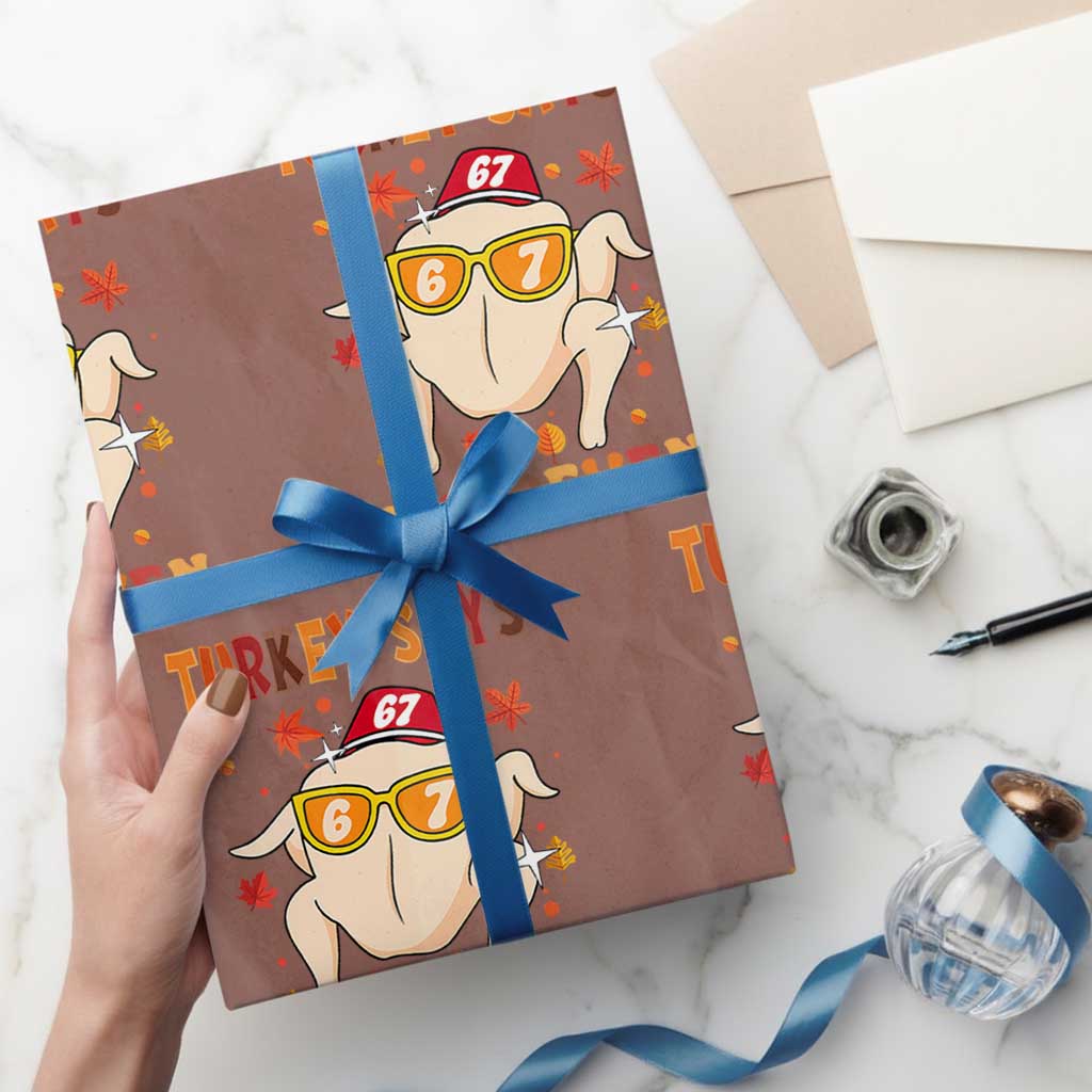 Turkey Says Six Seven Wrapping Paper Roll Funny Thanksgiving Meme Gift TS12 Mocha Print Your Wear