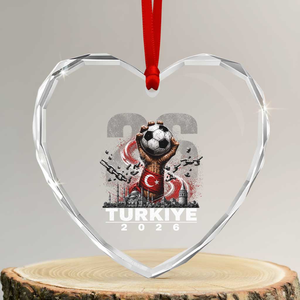Turkish Soccer Heart Crystal Glass Ornament Turkey Football Fan Vintage Turkish Pride TS10 Transparent Glass 3'' Heart Print Your Wear
