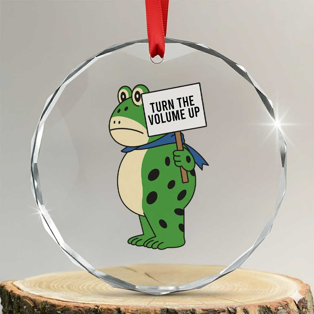 Turn The Volume Up Crystal Glass Ornament Resist Frog Portland Protest TS14 Transparent Glass 3'' Circle Print Your Wear