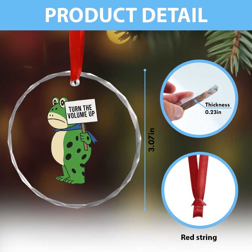 Turn The Volume Up Crystal Glass Ornament Resist Frog Portland Protest TS14 Print Your Wear