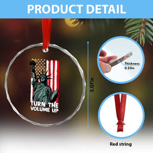 Turn The Volume Up Crystal Glass Ornament Statue of Liberty Patriotic American Flag TS14 Print Your Wear