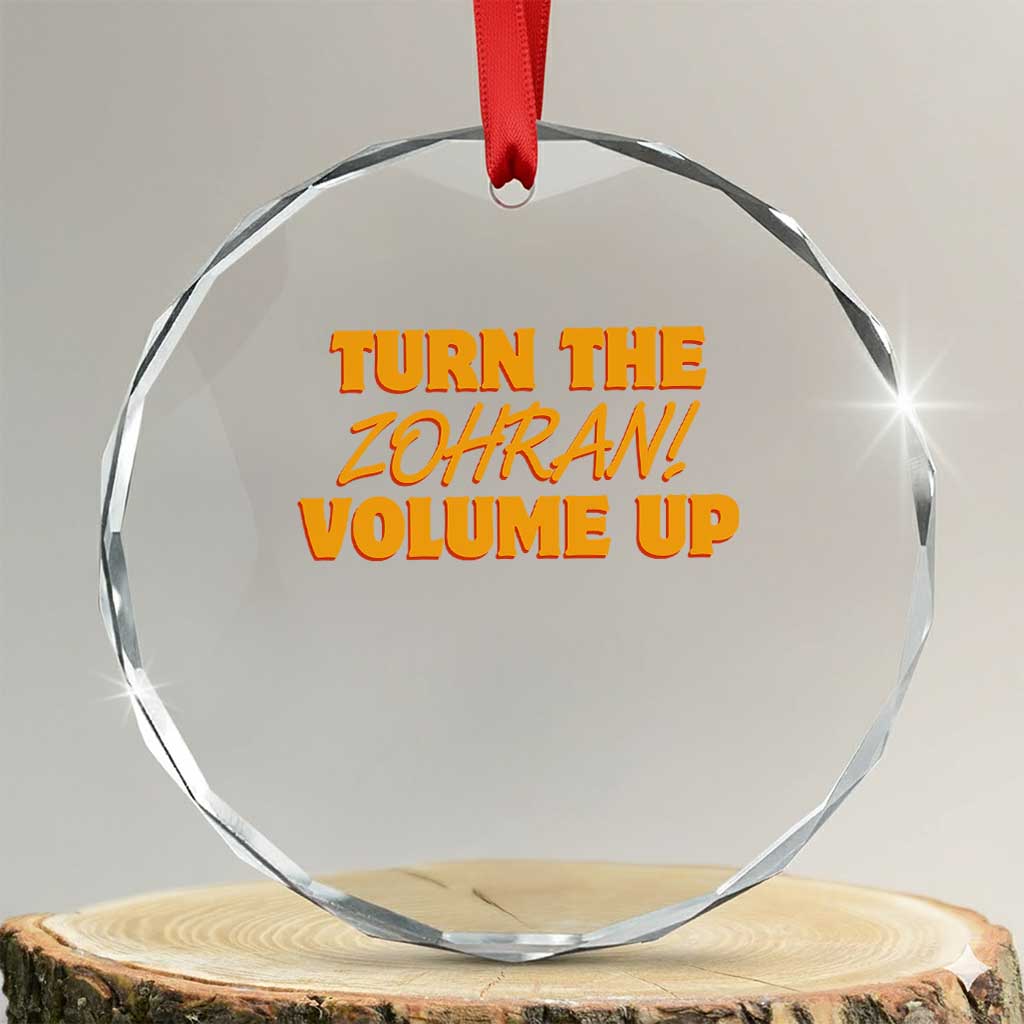 Turn The Volume Up Crystal Glass Ornament Zohran Mamdani TS14 Transparent Glass 3'' Circle Print Your Wear