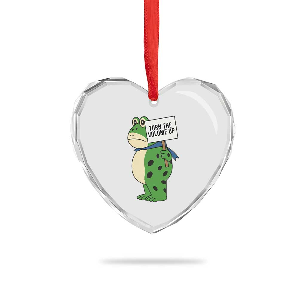Turn The Volume Up Heart Crystal Glass Ornament Resist Frog Portland Protest TS14 Print Your Wear