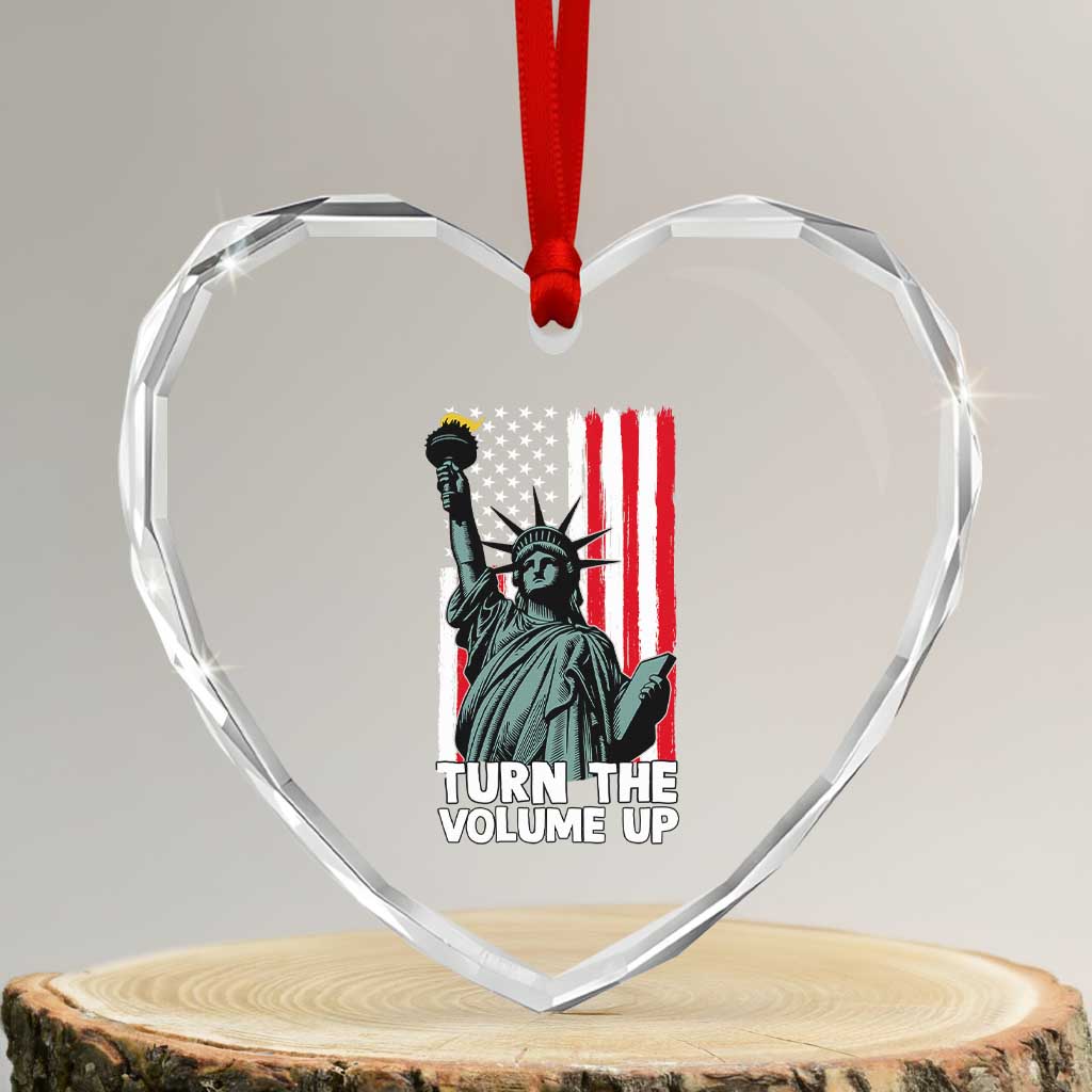 Turn The Volume Up Heart Crystal Glass Ornament Statue of Liberty Patriotic American Flag TS14 Transparent Glass 3'' Heart Print Your Wear