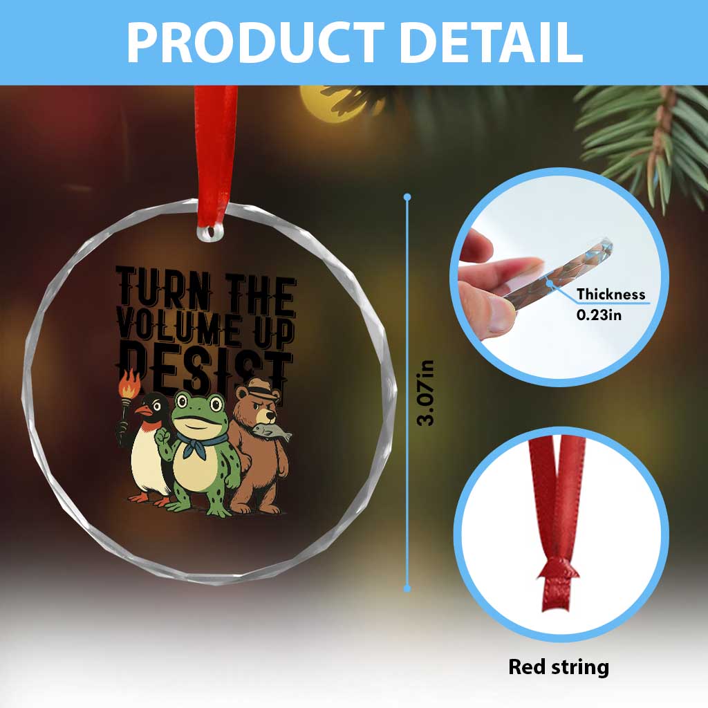 Turn The Volume Up Resist Crystal Glass Ornament Portland Frog Bear Penguin Protester TS14 Print Your Wear