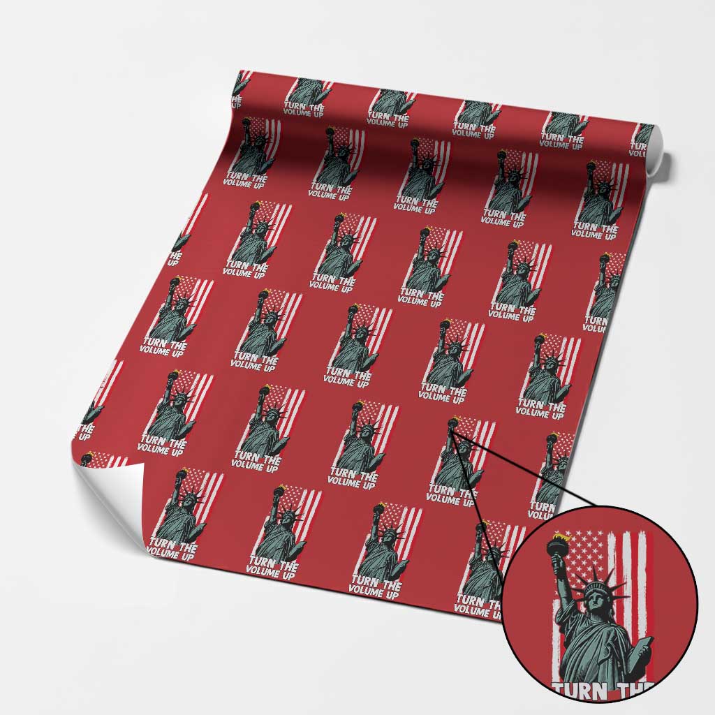 Turn The Volume Up Wrapping Paper Roll Statue of Liberty Patriotic American Flag TS14 Red Print Your Wear