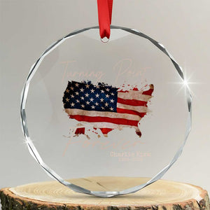 Turning Point Forever Crystal Glass Ornament Patriotic American Map Vintage USA Flag TS11 Transparent Glass 3'' Circle Print Your Wear