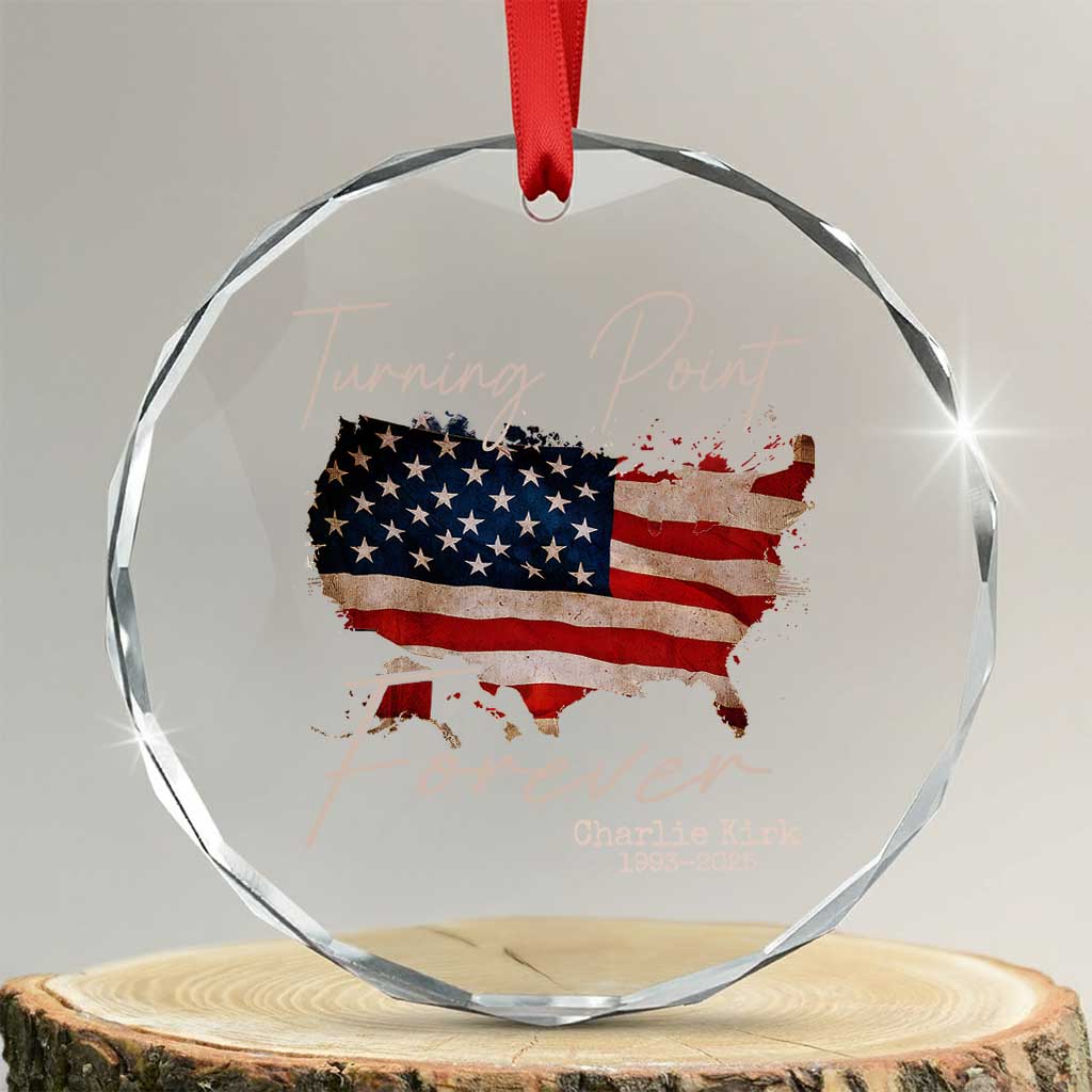 Turning Point Forever Crystal Glass Ornament Patriotic American Map Vintage USA Flag TS11 Transparent Glass 3'' Circle Print Your Wear
