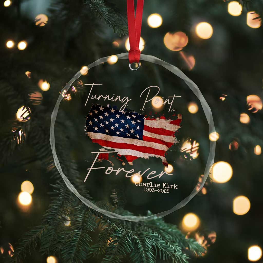 Turning Point Forever Crystal Glass Ornament Patriotic American Map Vintage USA Flag TS11 Print Your Wear