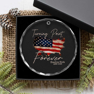 Turning Point Forever Crystal Glass Ornament Patriotic American Map Vintage USA Flag TS11 Print Your Wear