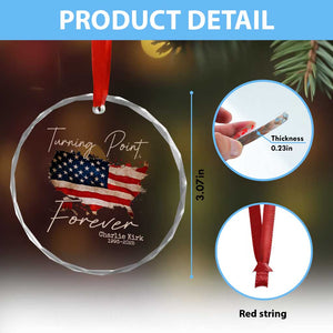 Turning Point Forever Crystal Glass Ornament Patriotic American Map Vintage USA Flag TS11 Print Your Wear