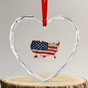 Turning Point Forever Heart Crystal Glass Ornament Patriotic American Map Vintage USA Flag TS11 Transparent Glass 3'' Heart Print Your Wear