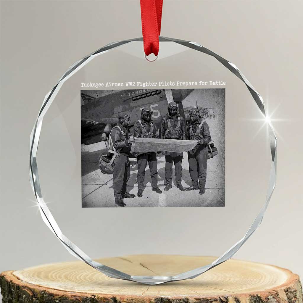 Tuskegee Airmen Crystal Glass Ornament African American Heroes Preparing for Battle WW2 TS10 Transparent Glass 3'' Circle Print Your Wear