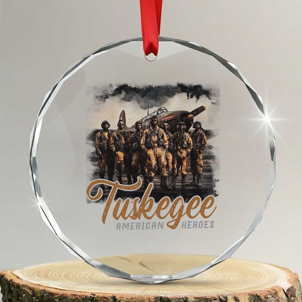 Tuskegee Airmen Crystal Glass Ornament African American Heroes WW2 Tribute Black History Month TS10 Transparent Glass 3'' Circle Print Your Wear