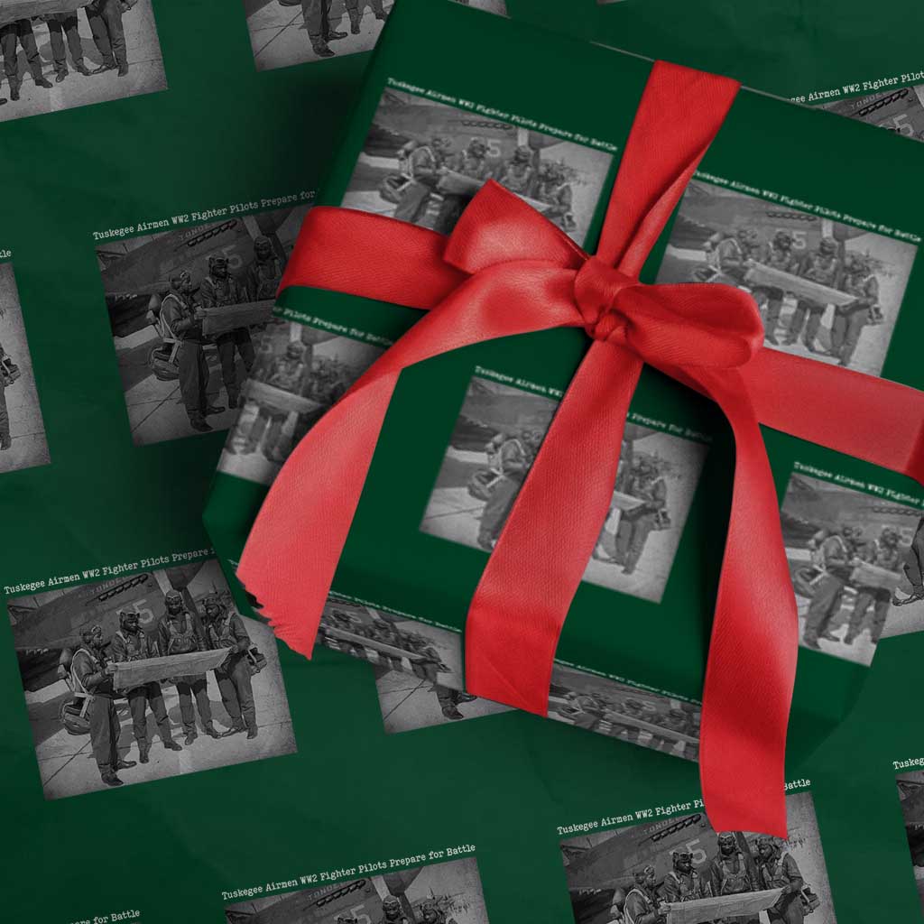 Tuskegee Airmen Wrapping Paper Roll African American Heroes Preparing for Battle WW2 TS10 Green Print Your Wear