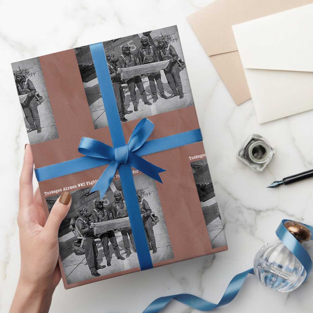 Tuskegee Airmen Wrapping Paper Roll African American Heroes Preparing for Battle WW2 TS10 Mocha Print Your Wear