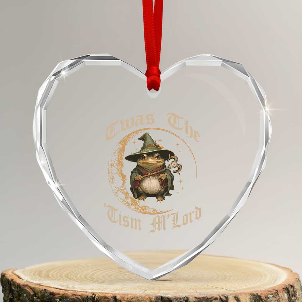 Twas the Tism MLord Frog Heart Crystal Glass Ornament Funny Anti Social Meme TS10 Transparent Glass 3'' Heart Print Your Wear