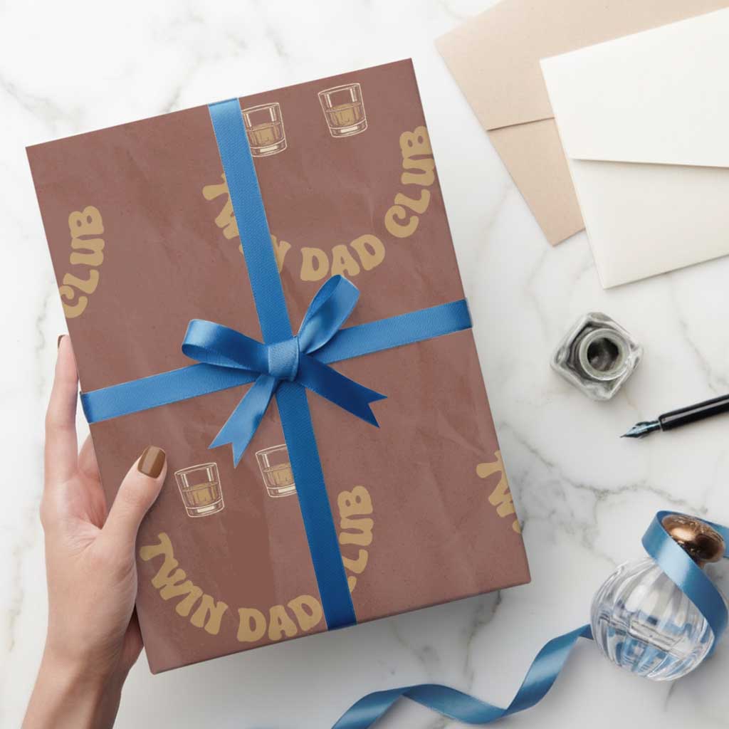 Twin Dad Club Wrapping Paper Roll Funny Father Of Twins Fathers Day Gift