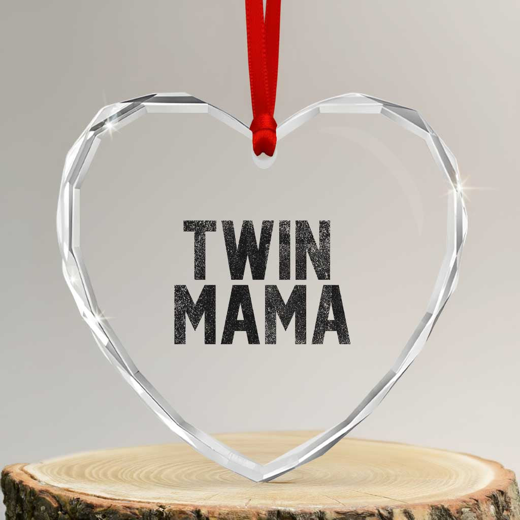 Twin Mama Heart Crystal Glass Ornament Pregnancy Announcement New Mom Mothers Day Gift TS10 Transparent Glass 3'' Heart Print Your Wear