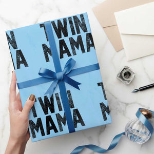 Twin Mama Wrapping Paper Roll Pregnancy Announcement New Mom Mothers Day Gift TS10 Light Blue Print Your Wear