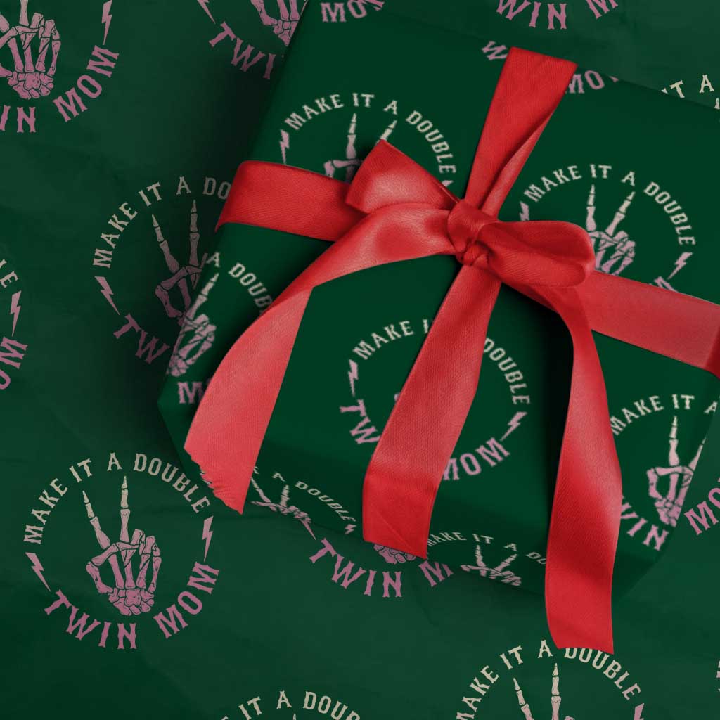 Twin Mom Wrapping Paper Roll Make It A Double Expecting Twins Mothers Day TS12 Green Print Your Wear