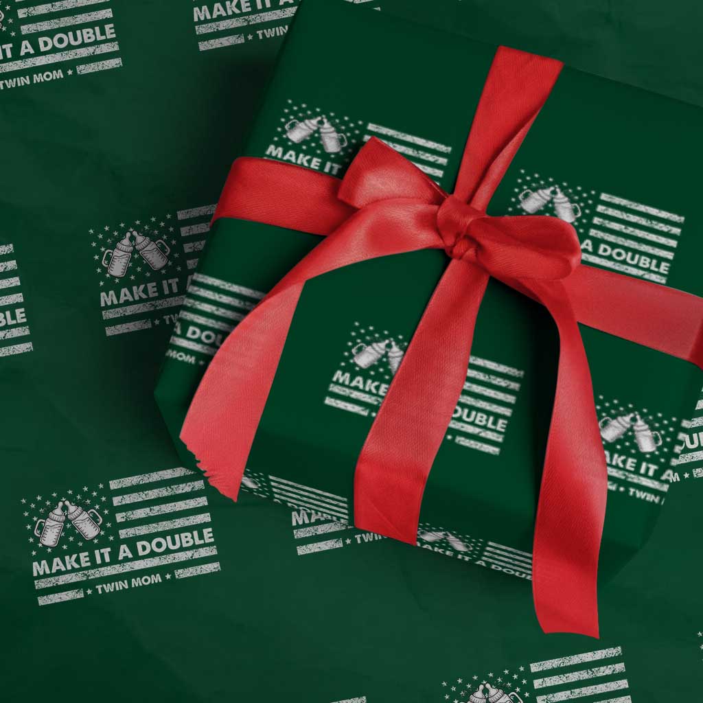 Twin Mom Wrapping Paper Roll Make It A Double Patriotic USA Flag Gift TS12 Green Print Your Wear