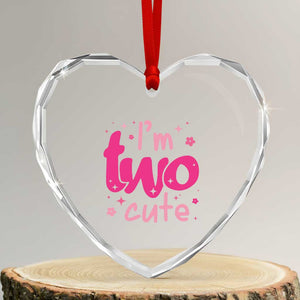 Two Birthday Girl Heart Crystal Glass Ornament Pink 2nd Bday Im Two Cute TS10 Transparent Glass 3'' Heart Print Your Wear
