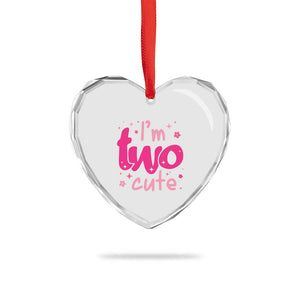 Two Birthday Girl Heart Crystal Glass Ornament Pink 2nd Bday Im Two Cute TS10 Print Your Wear