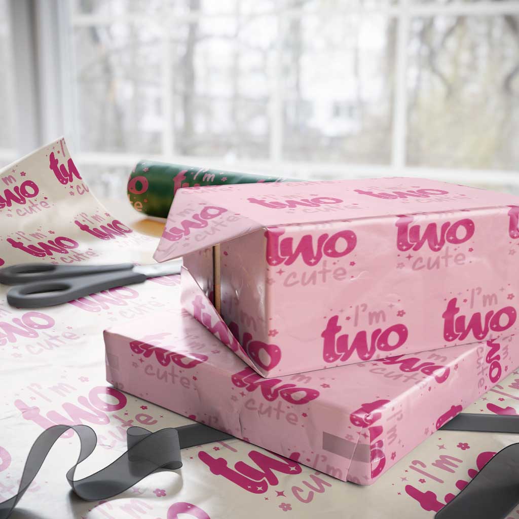 Two Birthday Girl Wrapping Paper Roll Pink 2nd Bday Im Two Cute TS10 Light Pink Print Your Wear