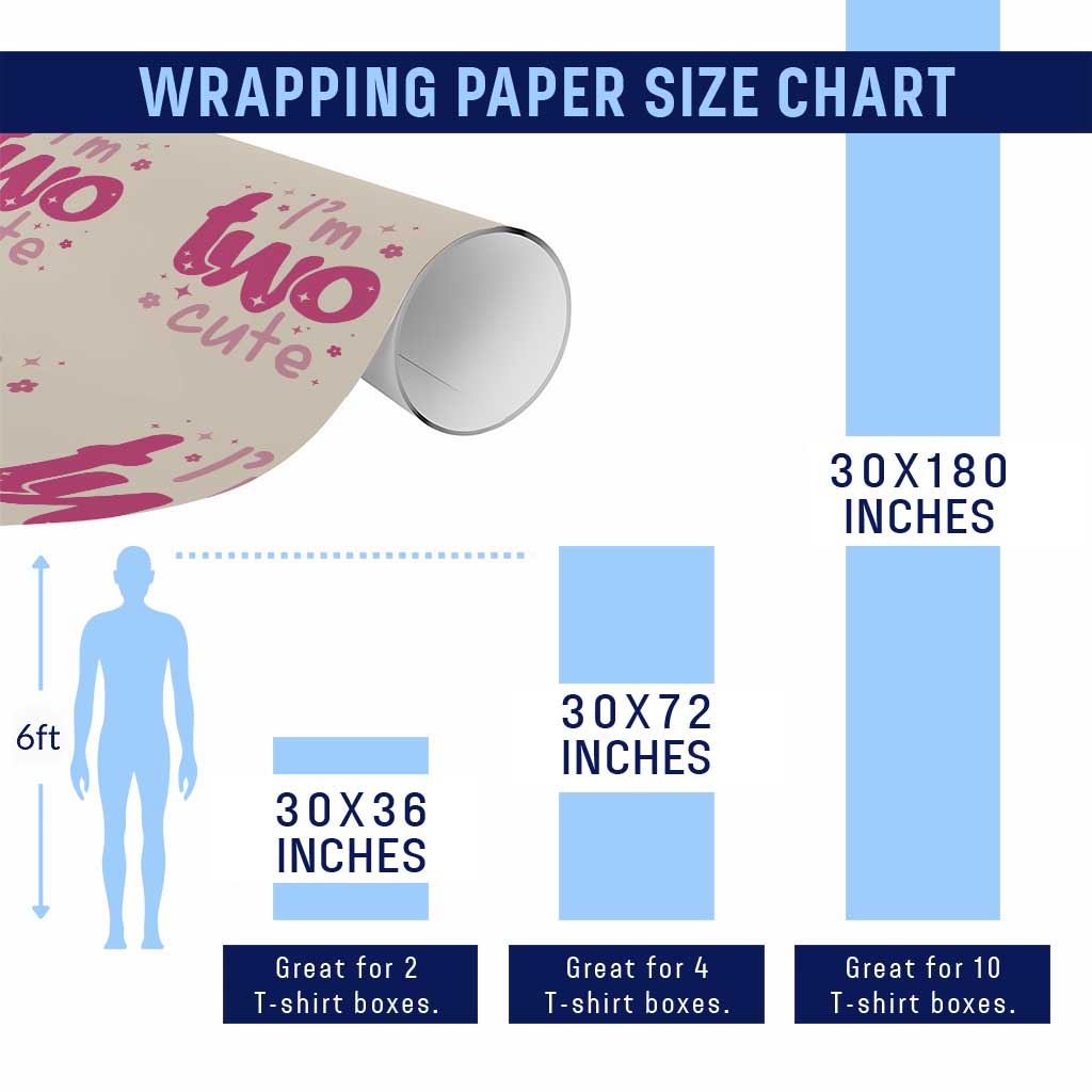 Two Birthday Girl Wrapping Paper Roll Pink 2nd Bday Im Two Cute TS10 Print Your Wear