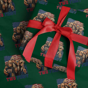Two Fiddy 250th Anniversary Wrapping Paper Roll Funny Founding Father 4th of July