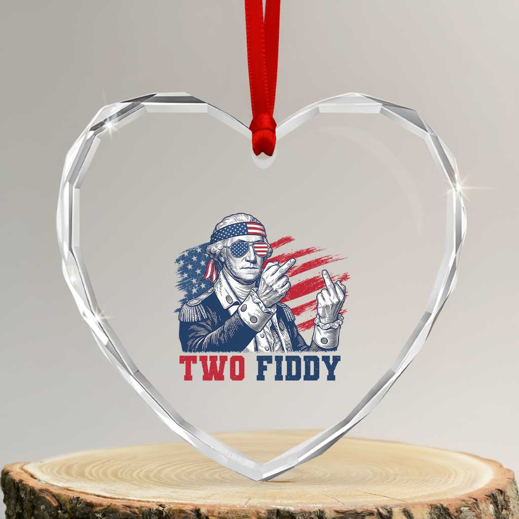 Two Fiddy 250th Anniversary Heart Crystal Glass Ornament Funny George Washington 4th of July TS14 Transparent Glass 3'' Heart Print Your Wear