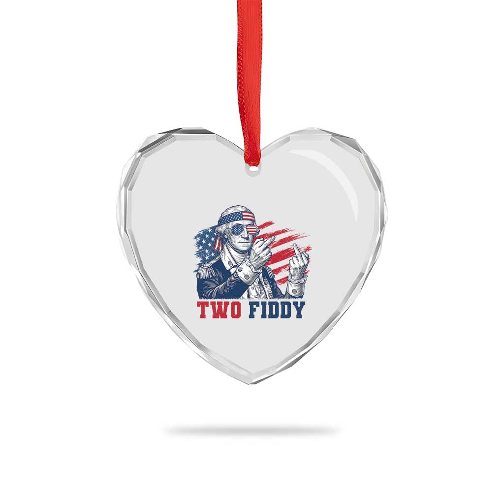 Two Fiddy 250th Anniversary Heart Crystal Glass Ornament Funny George Washington 4th of July