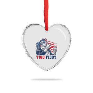 Two Fiddy 250th Anniversary Heart Crystal Glass Ornament Funny George Washington 4th of July