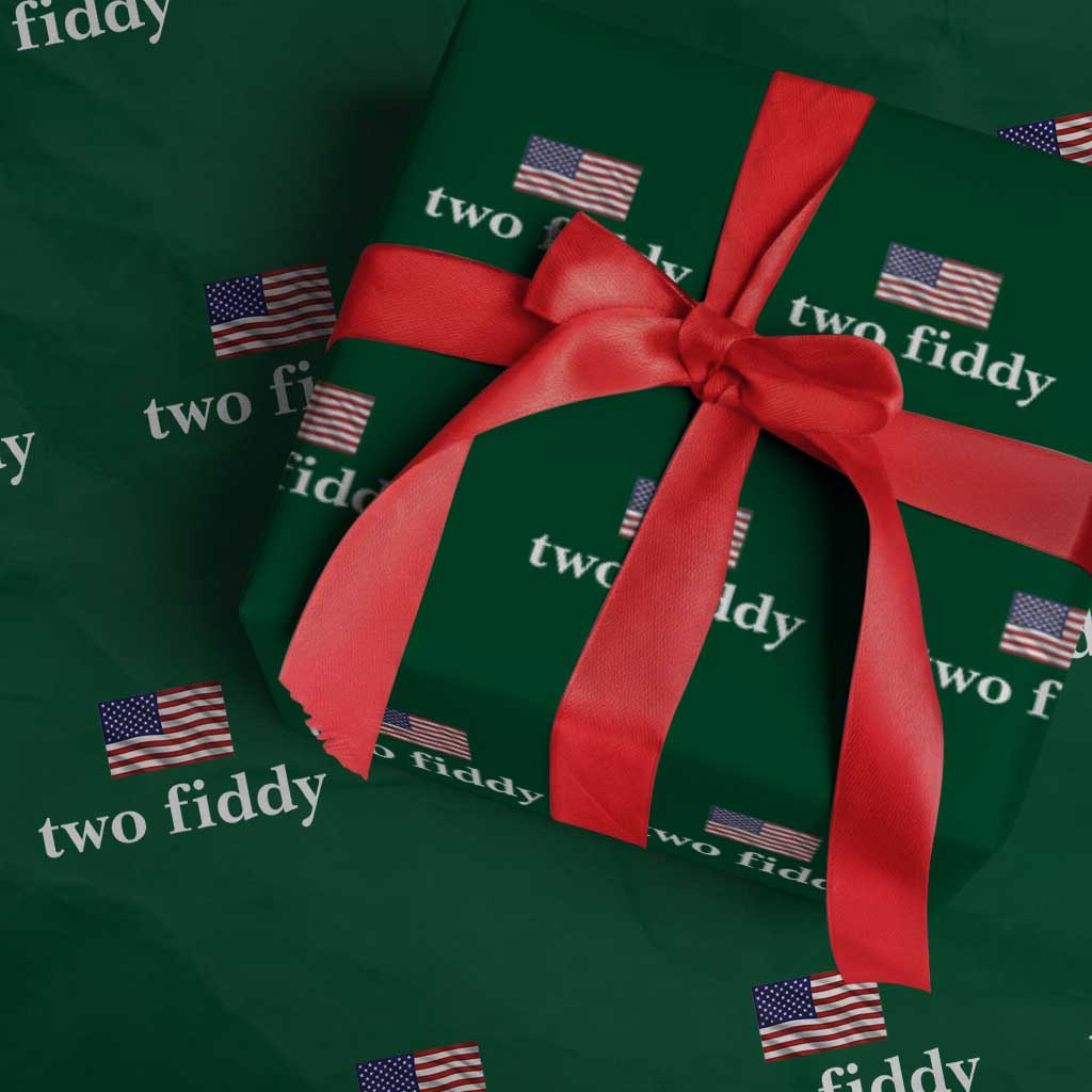 Two Fiddy America 250th Anniversary Minimalist Wrapping Paper Roll Funny US American Flag Slang 1776 to 2026 Semiquincentennial