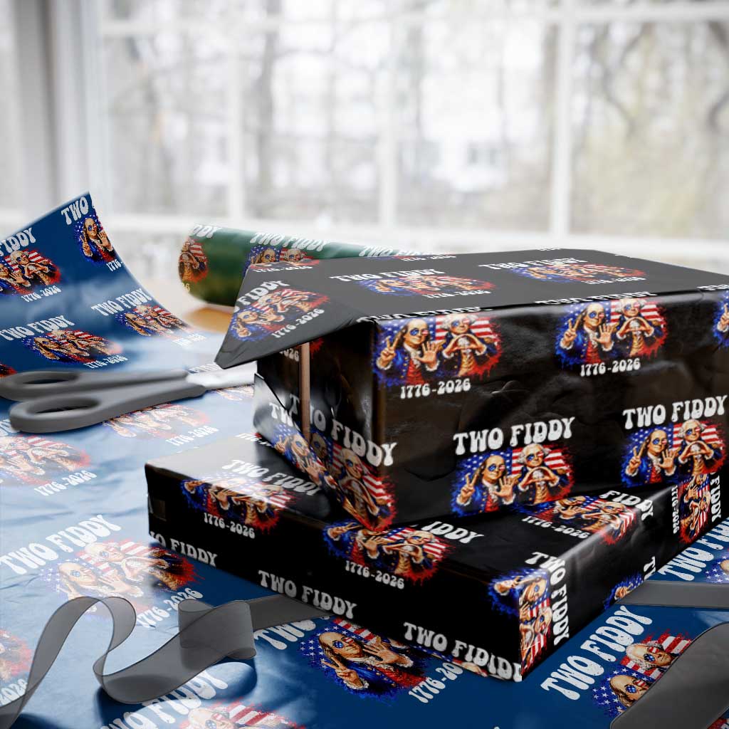Two Fiddy Founding Fathers 1776 to 2026 Wrapping Paper Roll Funny Benjamin Franklin and George Washington American Flag Semiquincentennial