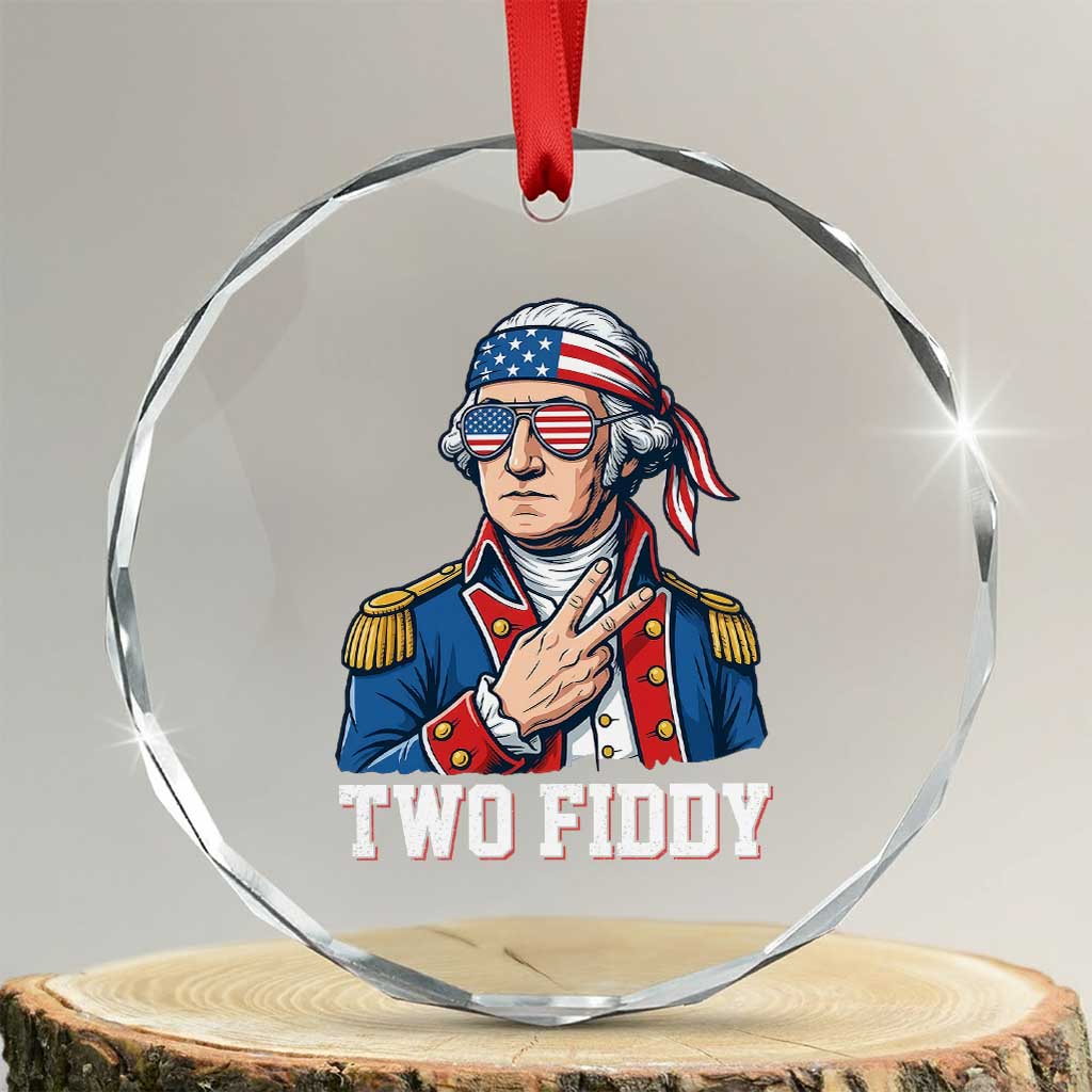 Two Fiddy George Washington Bandana Crystal Glass Ornament Funny Cool Sunglasses American Flag Headband Peace Sign Patriotic TS02 Transparent Glass 3'' Circle Print Your Wear