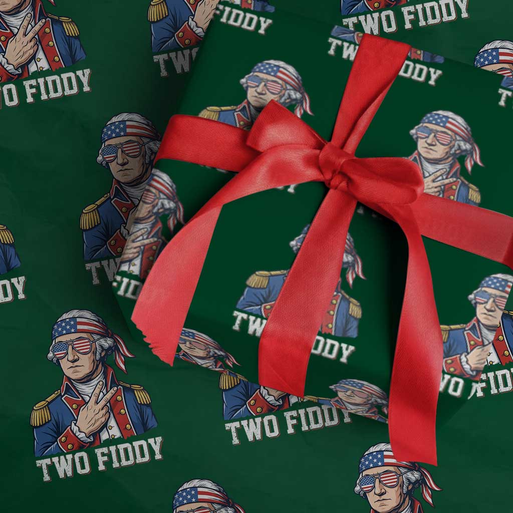 Two Fiddy George Washington Bandana Wrapping Paper Roll Funny Cool Sunglasses American Flag Headband Peace Sign Patriotic TS02 Green Print Your Wear