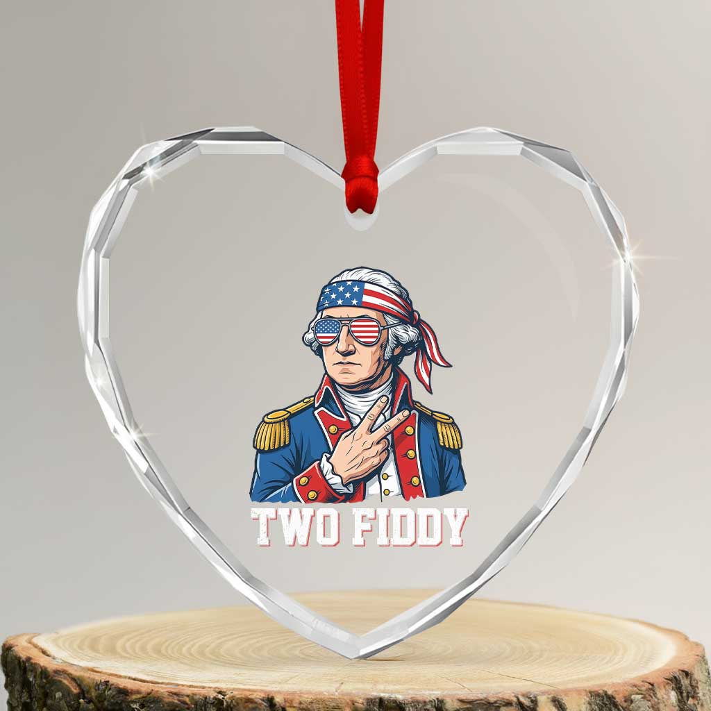 Two Fiddy George Washington Bandana Heart Crystal Glass Ornament Funny Cool Sunglasses American Flag Headband Peace Sign Patriotic