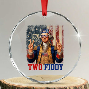 Two Fiddy George Washington Peace Signs Crystal Glass Ornament Funny Semiquincentennial Hip Hop Style President