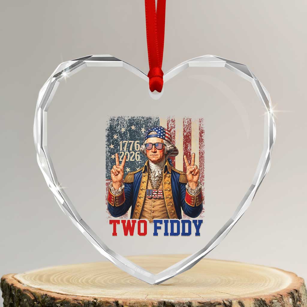 Two Fiddy George Washington Peace Signs Heart Crystal Glass Ornament Funny Semiquincentennial Hip Hop Style President TS02 Transparent Glass 3'' Heart Print Your Wear