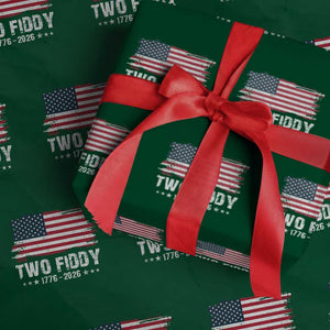 Two Fiddy USA 250th Anniversary Wrapping Paper Roll Vintage American Flag Patriotic Humor