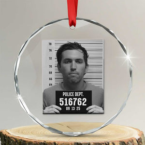 Tyler Robinson Mugshot Crystal Glass Ornament Justice For Charlie Kirk TS02 Transparent Glass 3'' Circle Print Your Wear