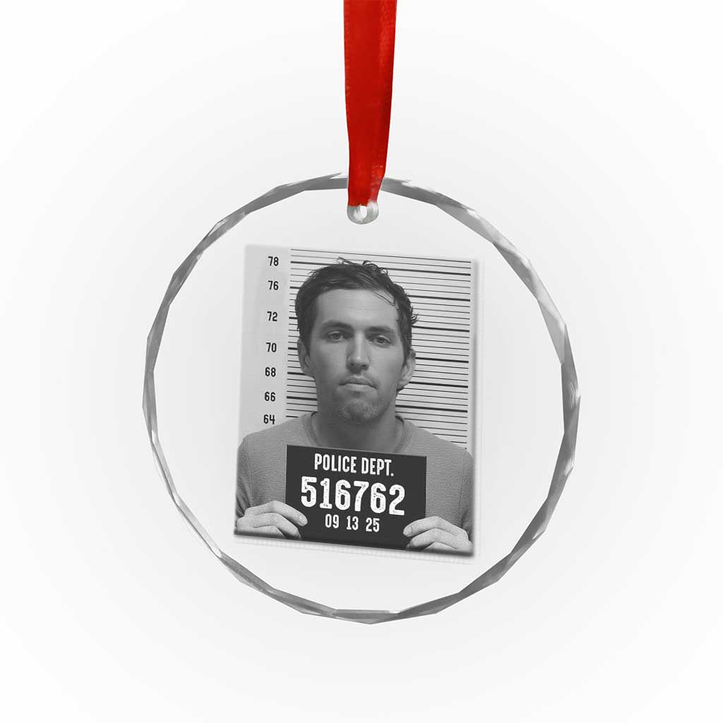 Tyler Robinson Mugshot Crystal Glass Ornament Justice For Charlie Kirk TS02 Transparent Glass 3'' Circle Print Your Wear
